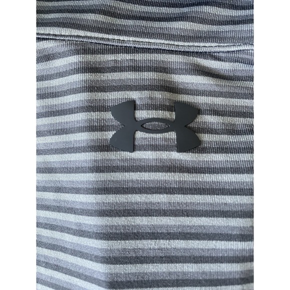 Under Armour Golf Drive Groove Stripe Polo Sun Protect Embroider Medium New JBHS - Picture 8 of 11